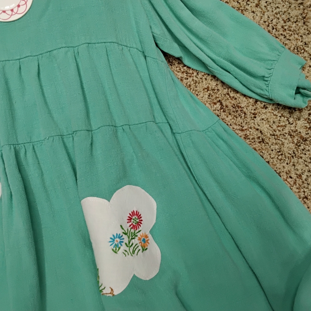 3862 Size XL Upcycled Umgee Teal Floral Blouse - Picture 3 of 6